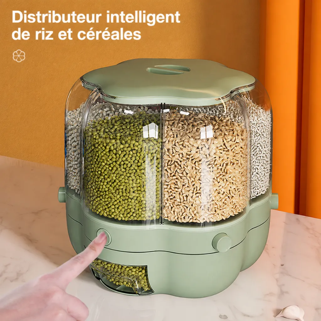 Distributeur De Céréales Rotatif- 6 Compartiments - 7 L- Vert (2).webp