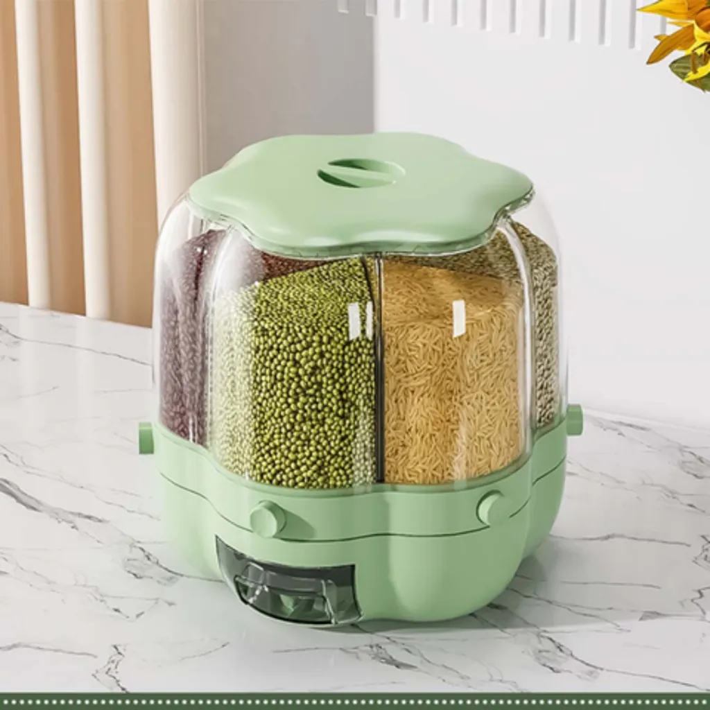Distributeur De Céréales Rotatif- 6 Compartiments - 7 L- Vert (4).webp