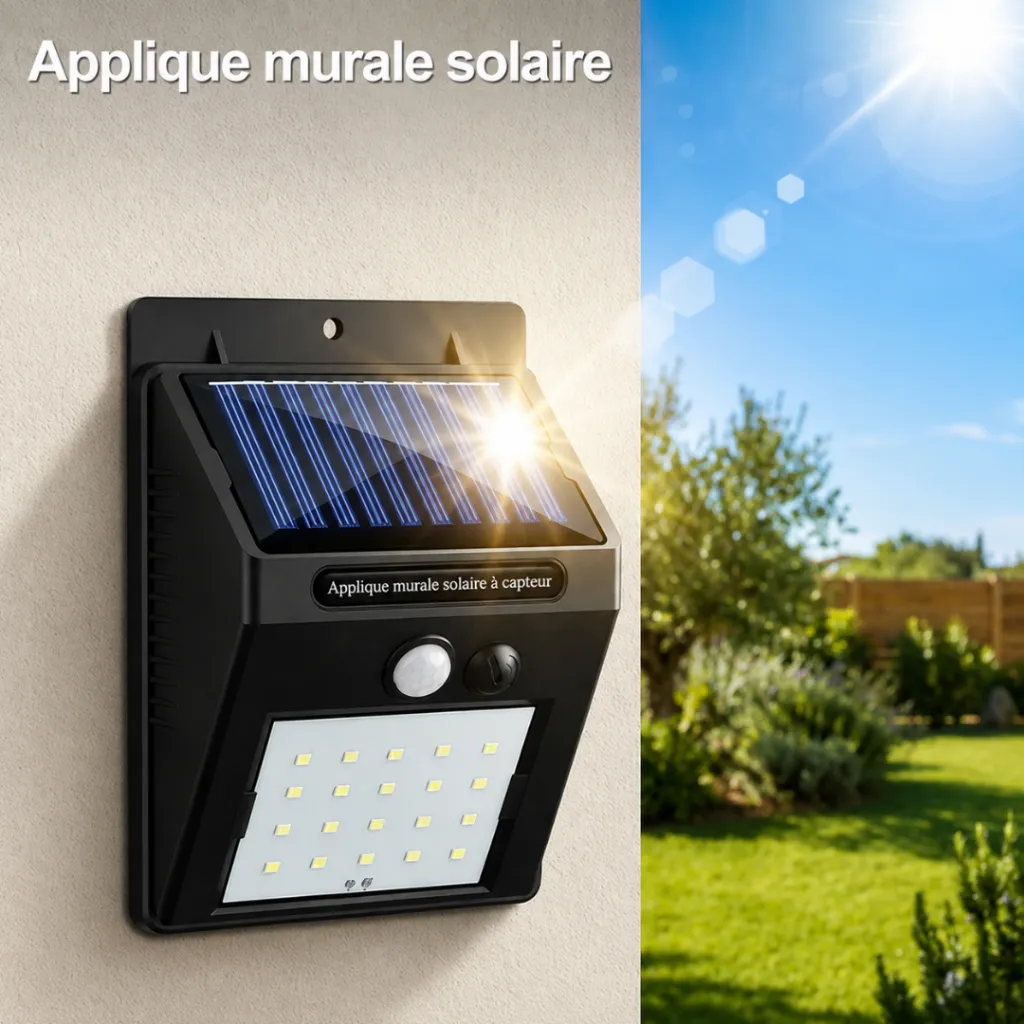 Applique Solaire Mural Avec Détecteur - 20 Led (1).webp