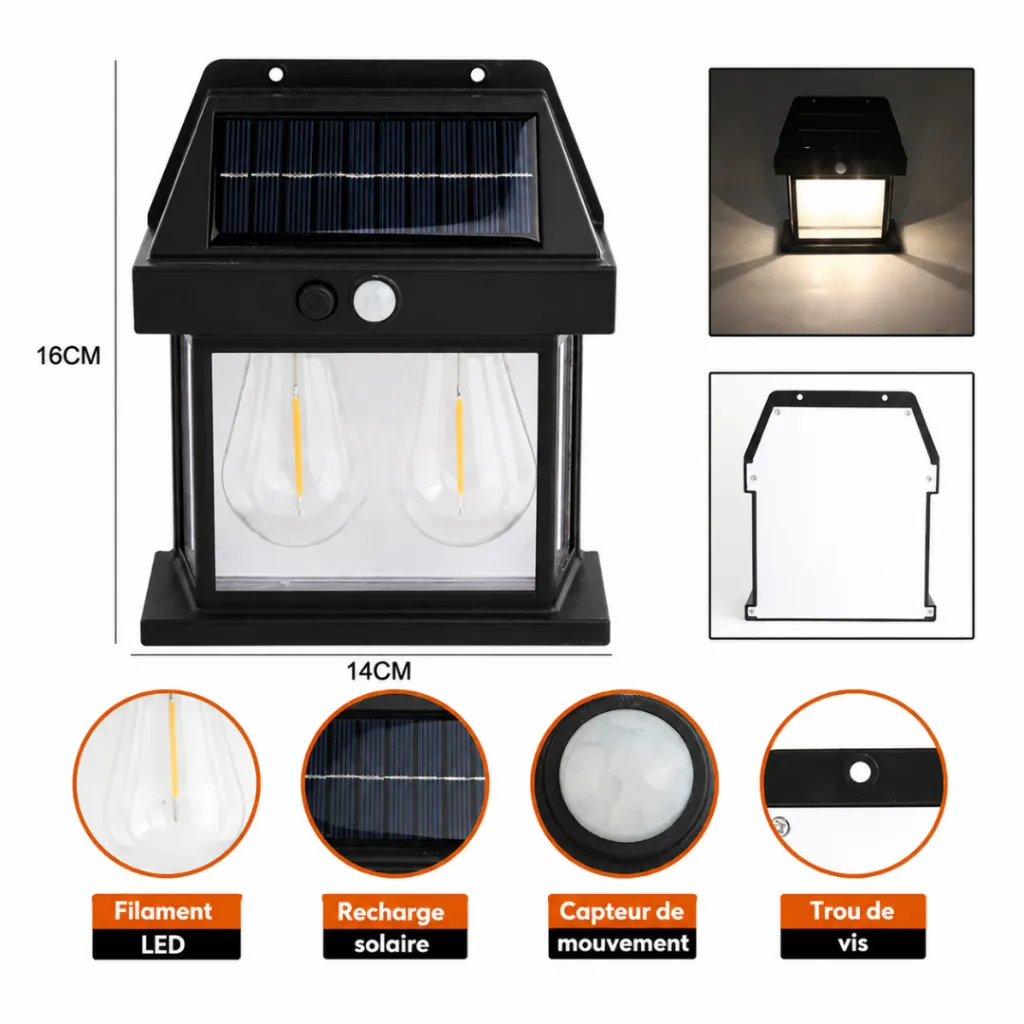 Lampe Solaire Murale Double Avec Détecteur -2W (5).webp