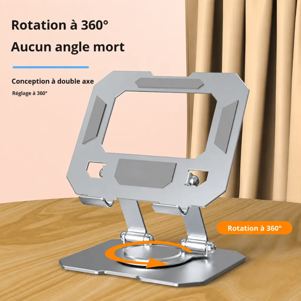 Support Tablette Pliable Rotatif 360°- Argent (6).webp