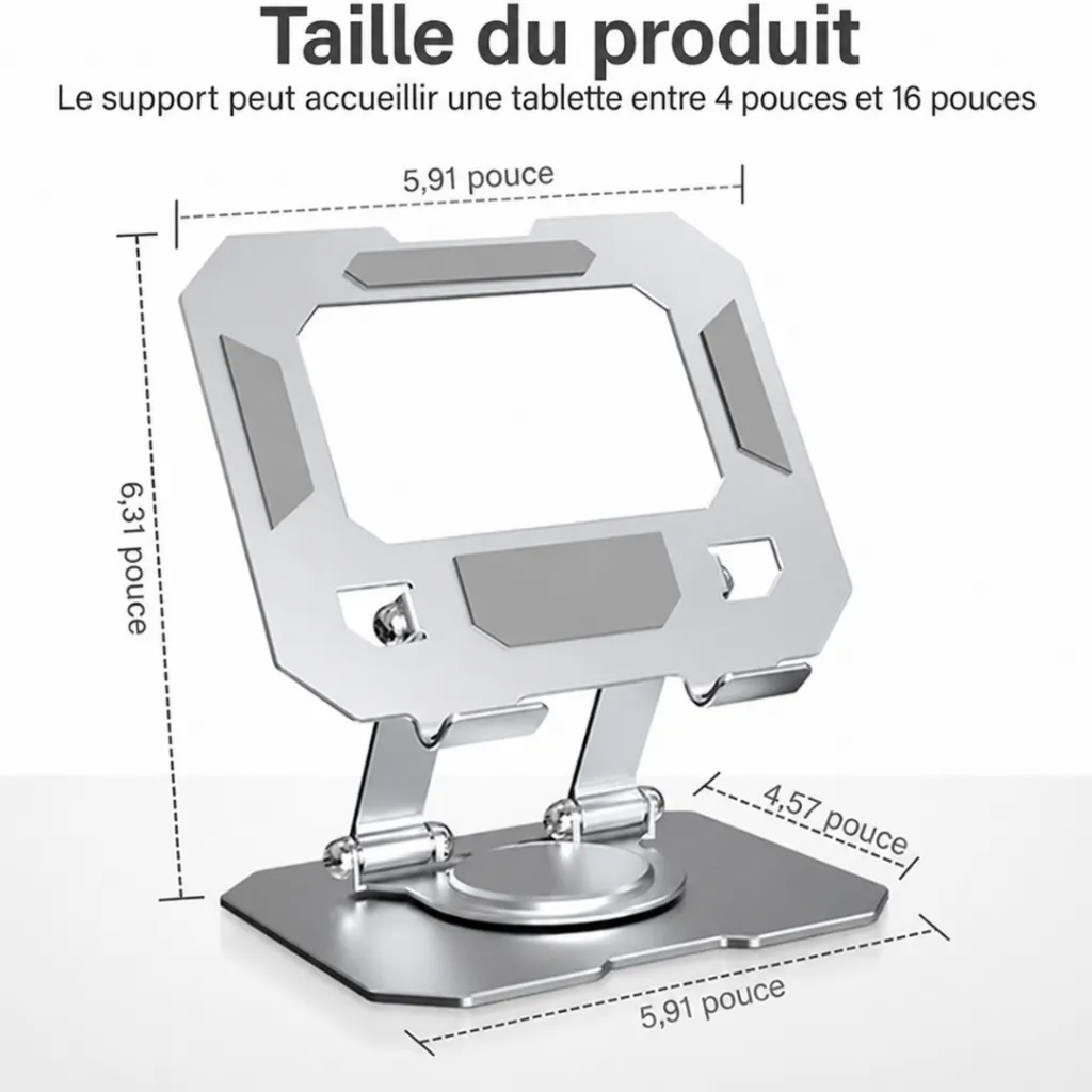 Support Tablette Pliable Rotatif 360°- Argent (9).webp