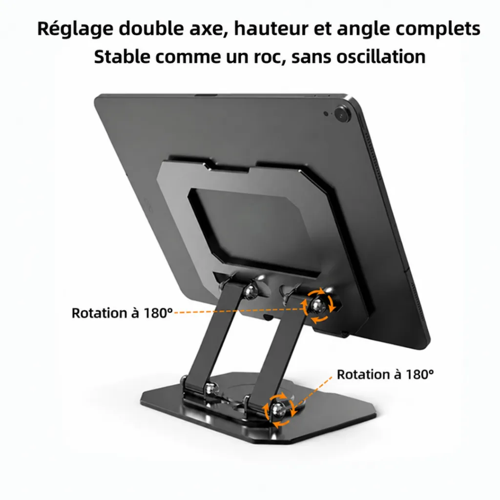 Support Tablette Pliable Rotatif 360°- Noir (6).webp
