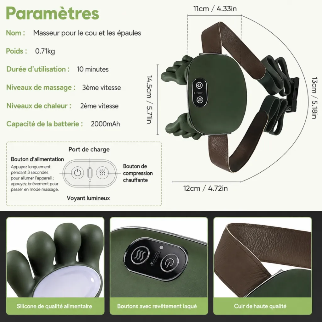 Appareil De Massage Cervical Rechargeable - 10 W Vert (3).webp