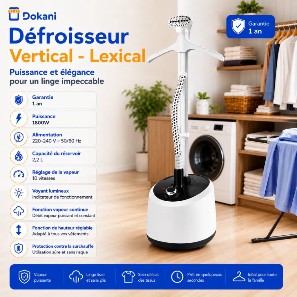 Défroisseur Vertical Lexical 1800W 2,2L Blanc.webp