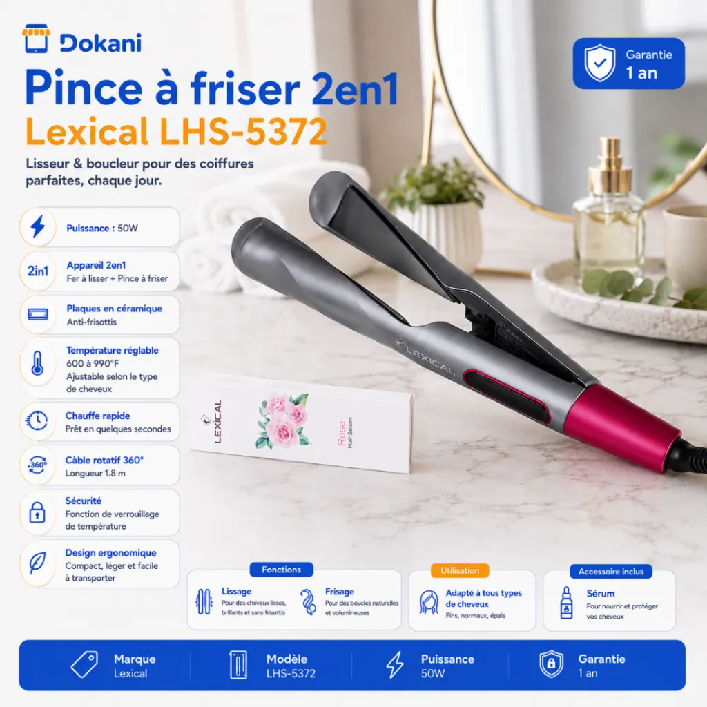 Pince A Friser 2en1 Lexical Avec Sérum- 50W (1).webp