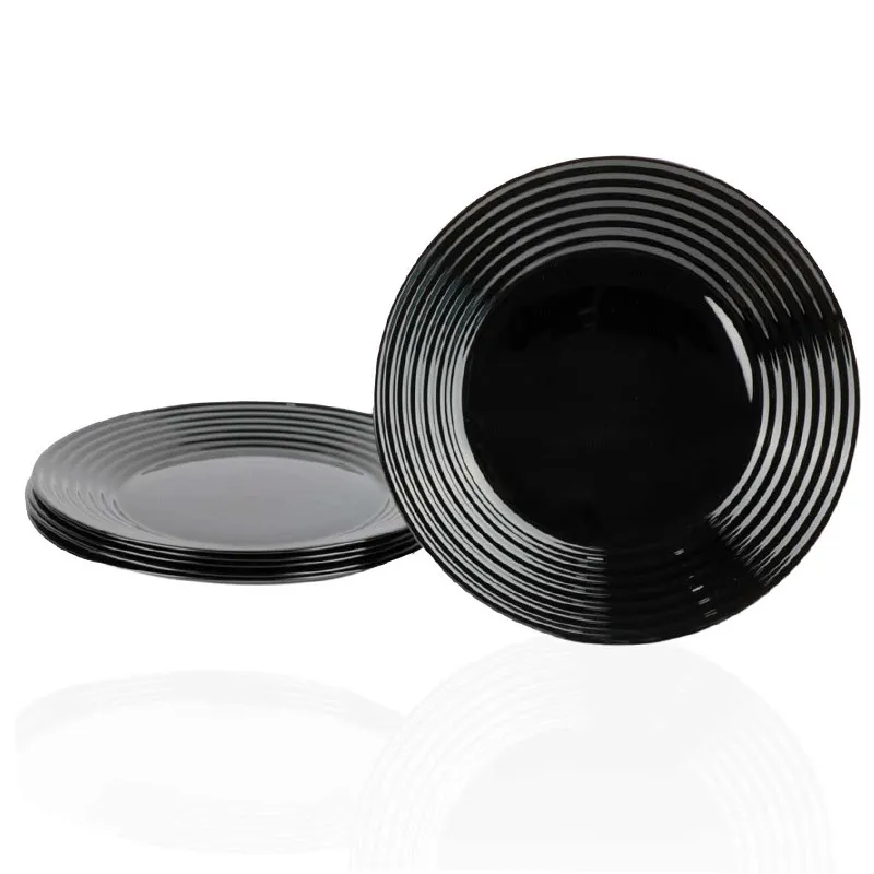 Lot De 6 Assiettes Plates Luminarc Harena Noir 25 cm (1).webp