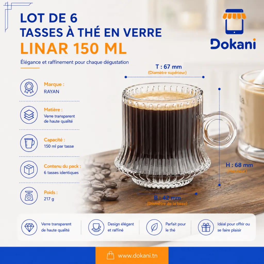 Lot De 6 Tasses A Thé En Verre Linar 150 ml.webp