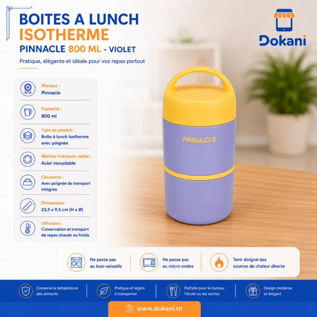 Boites A Lunch Isotherme Pinnacle 800 ml violet.webp