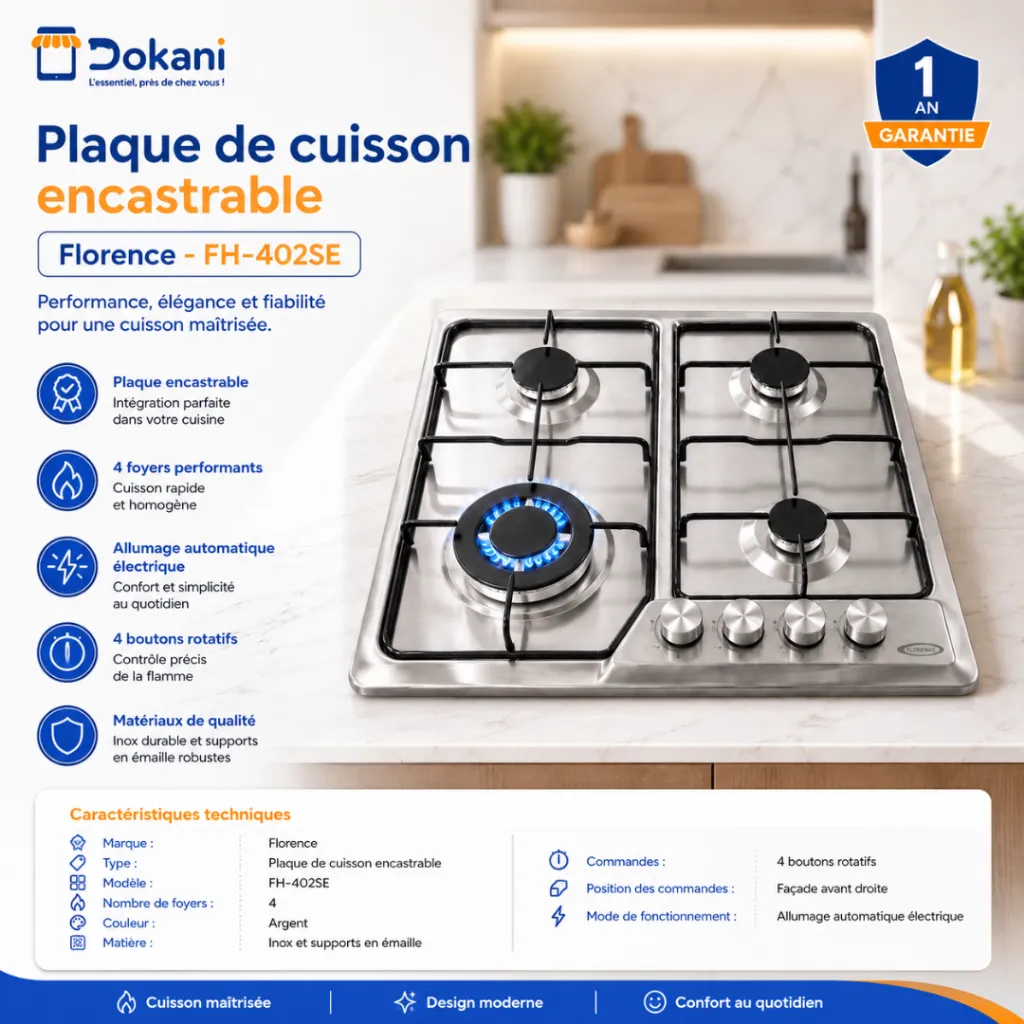 Plaque De Cuisson Encastrable En Inox 4 Feux Emaille- Florence (2).webp