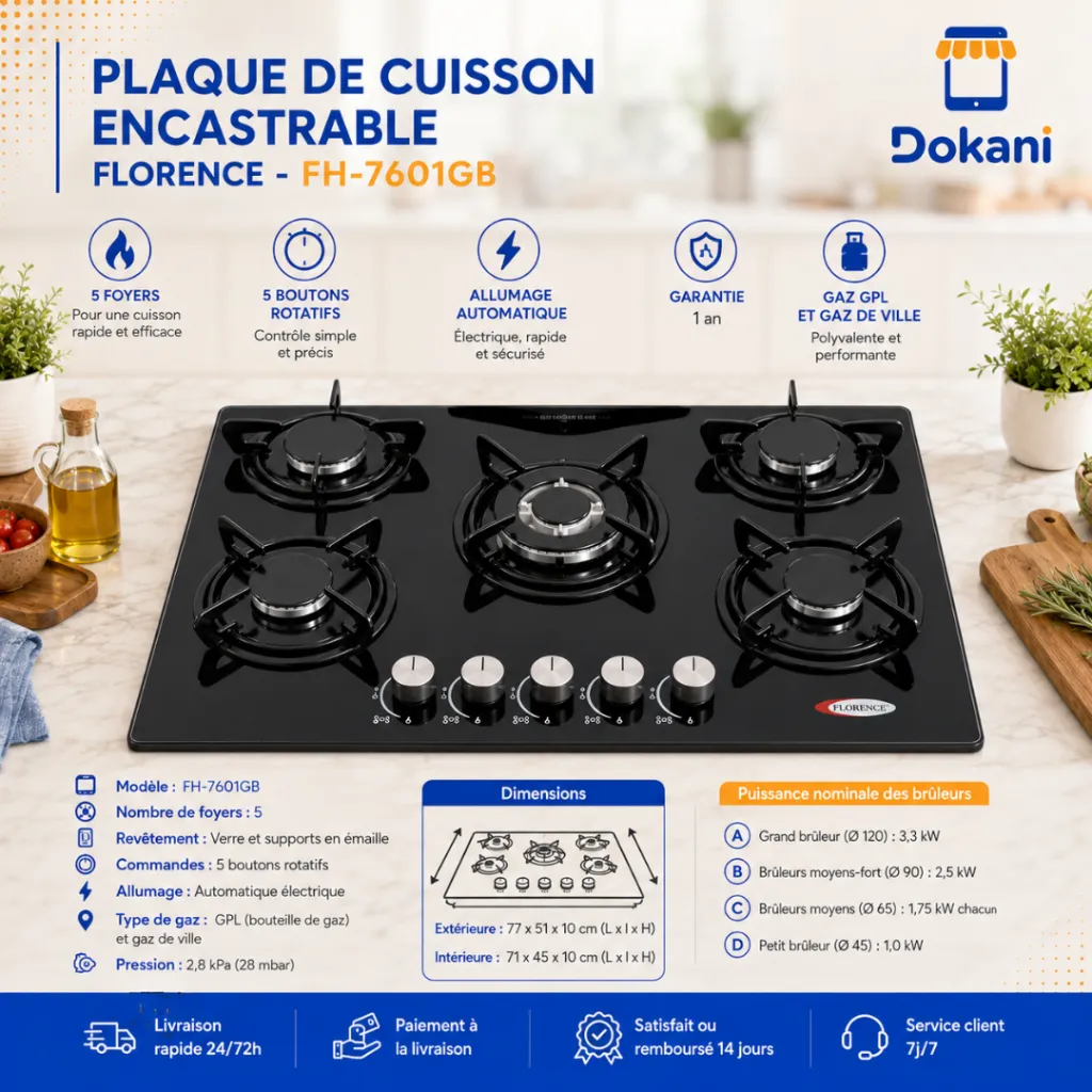 Plaque De Cuisson Encastrable En Verre 5 Feux Emaille- Florence (3).webp