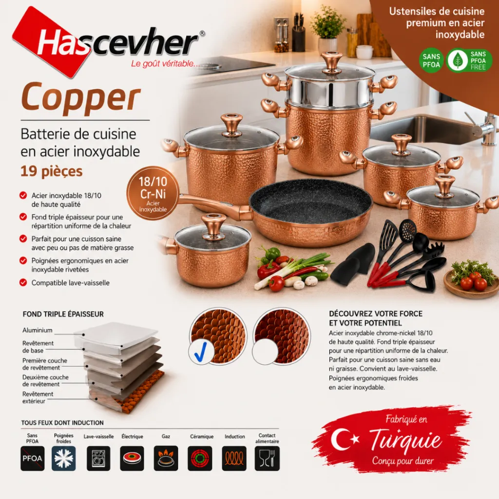 Batterie De Cuisine 19 Pièces Hascevher – Acier Inoxydable & Granit –Miel (2).webp