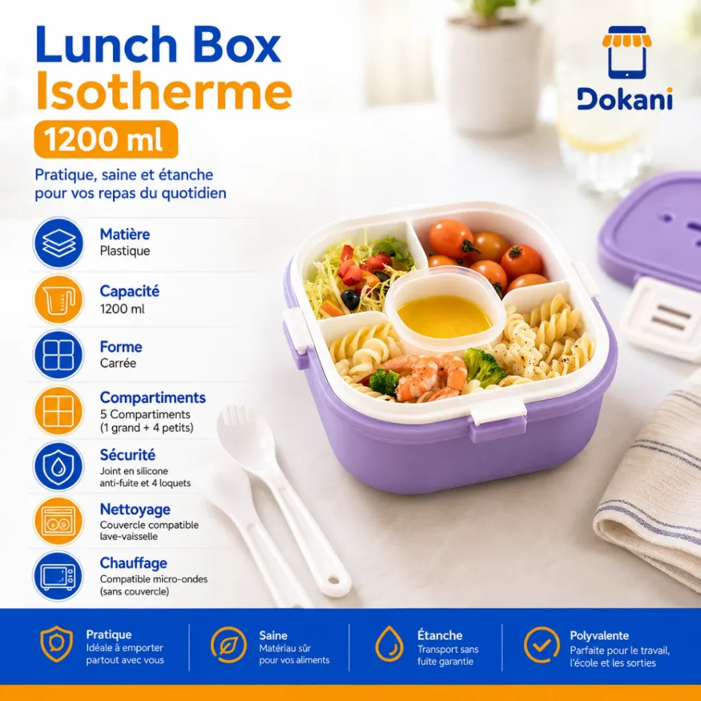 Lunch Box Isotherme carré 1200 ml Violet.webp