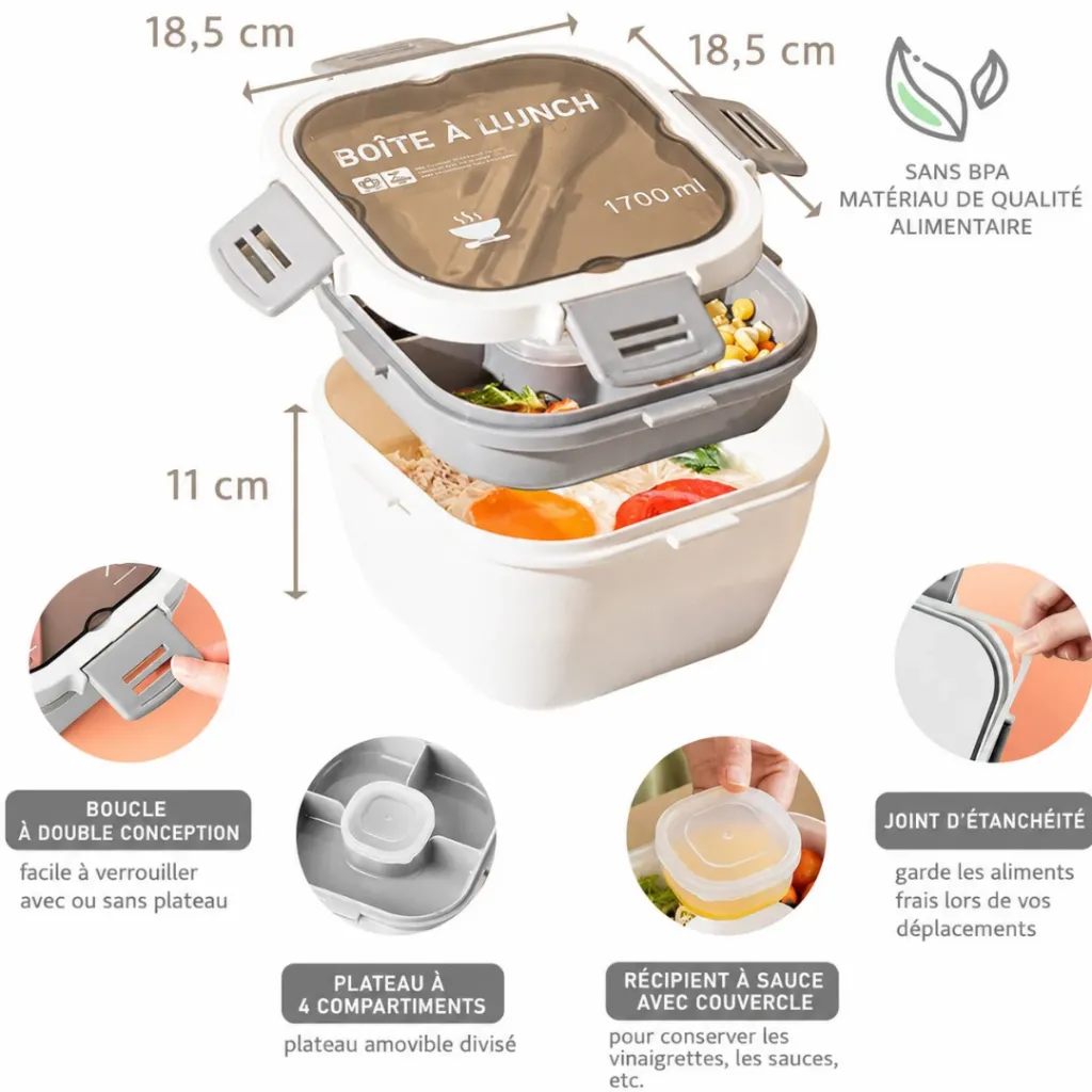 Lunch Box Isotherme carré 1200 ml Blanc (3).webp