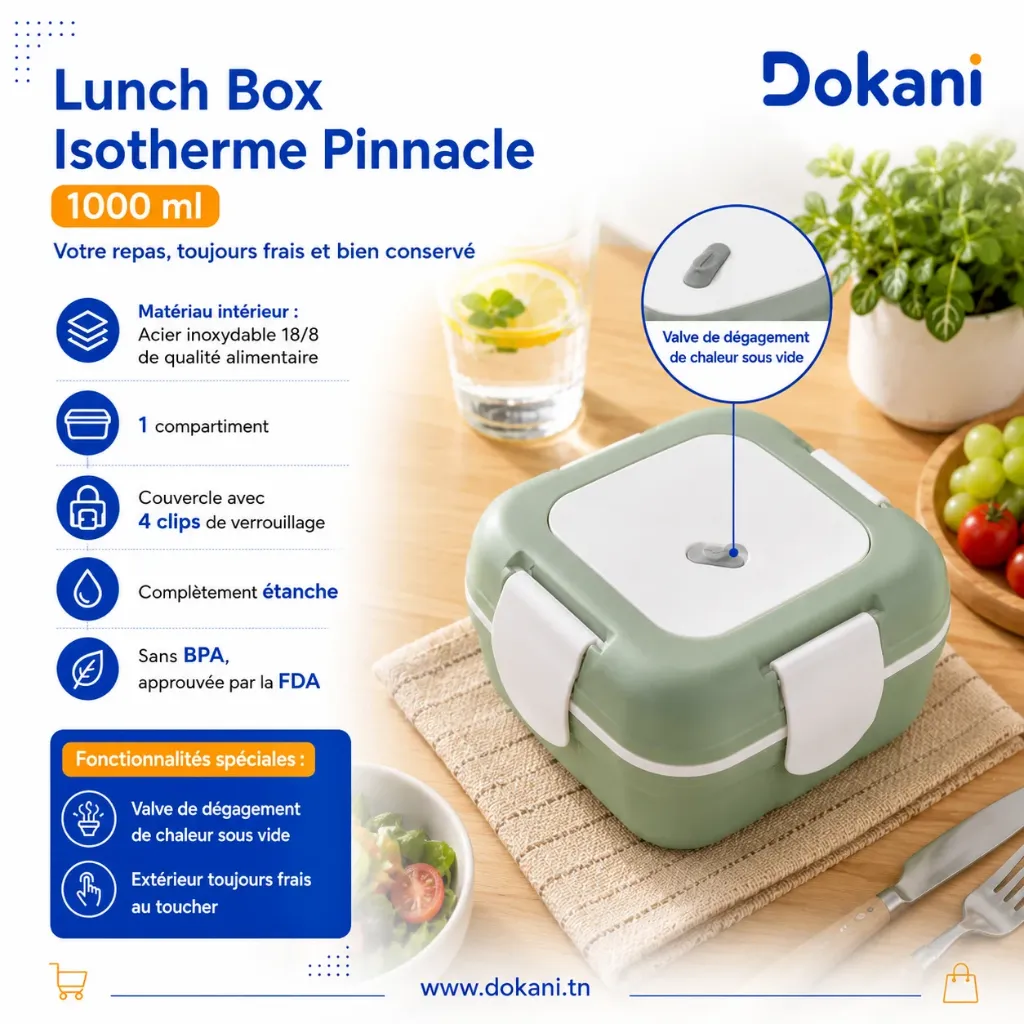 Lunch Box Isotherme Pinnacle 1000 ml verte.webp