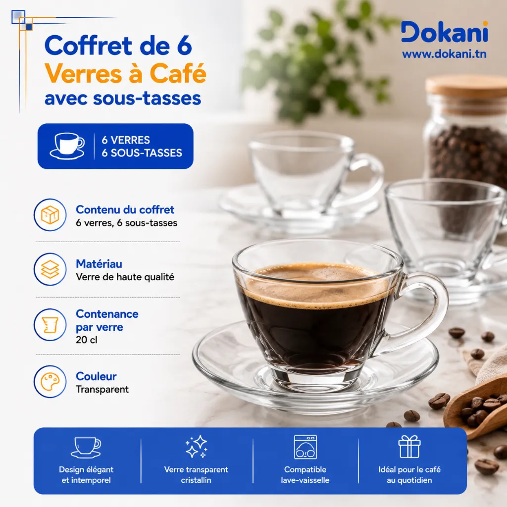 Coffret De 6 Verres A Café Avec Sous Tasses - 20cl.webp