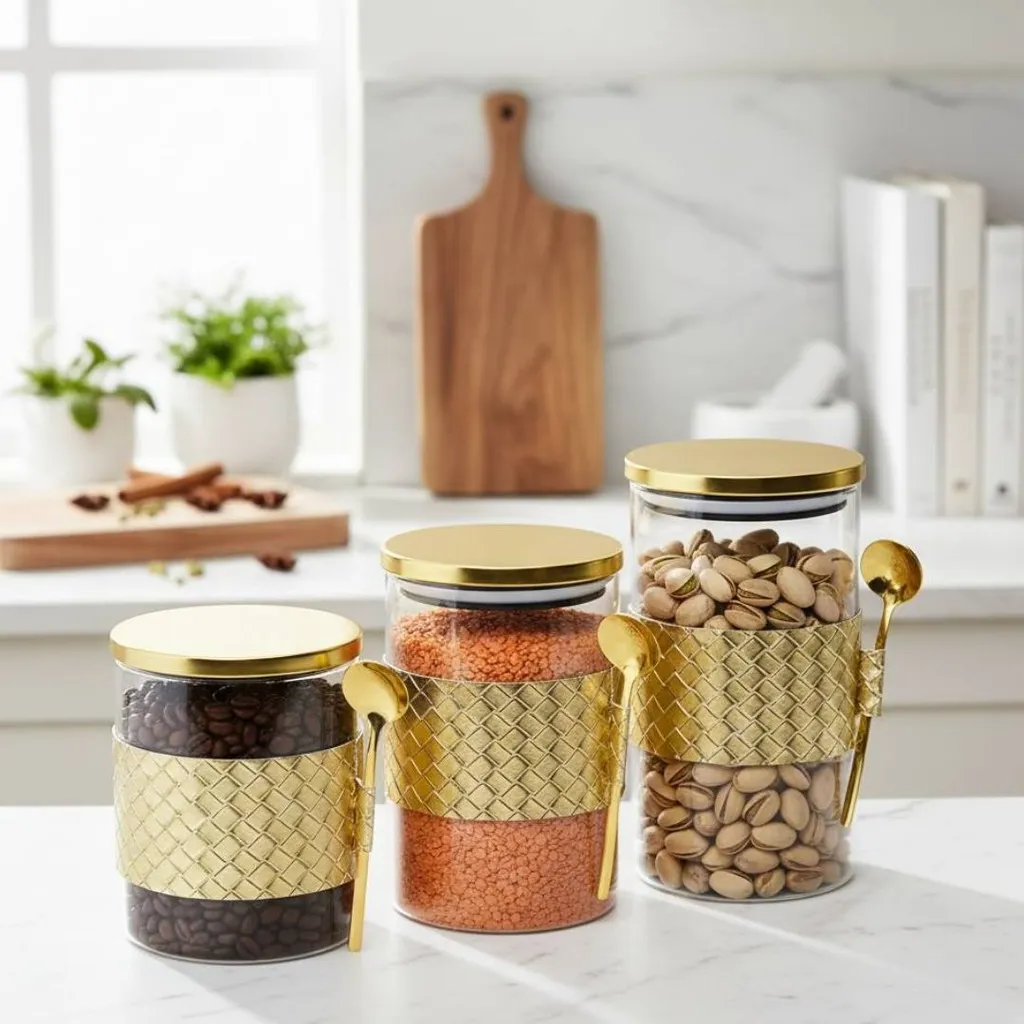 [AF1843-1] Lot de 3 Boite En verre avec Couvercle Doré.webp