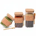 [AF1843-19] Lot de 3 Boite En verre avec Couvercle en Bois Bambou.webp
