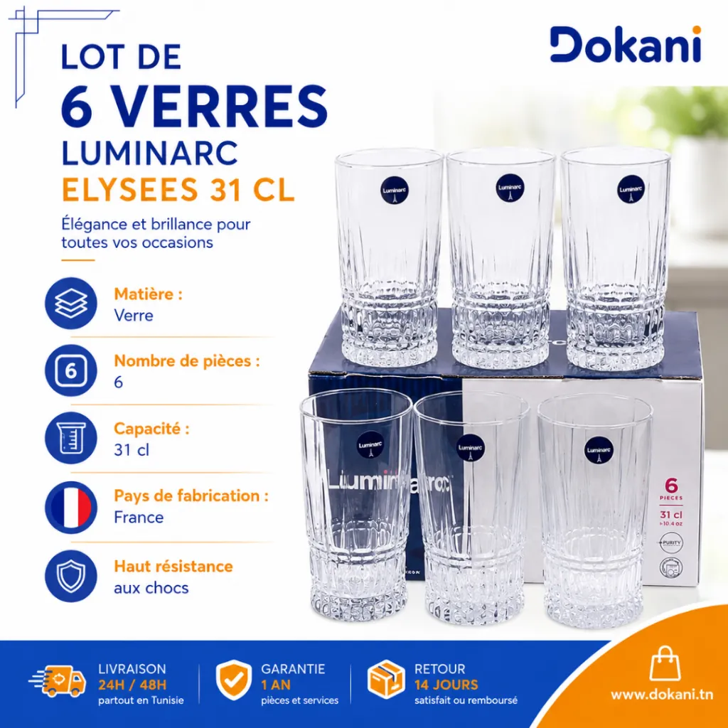 Lot De 6 Verres Luminarc ELYSEES 31 cl.webp