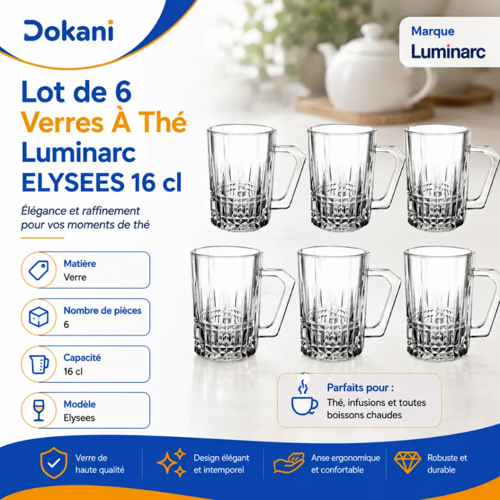 Lot de 6 Verres A Thé Luminarc ELYSEES 16 cl.webp