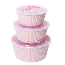 [ADN6-8-R] Set de 3 Saladiers En Plastique Avec Couvercle - Rose.webp