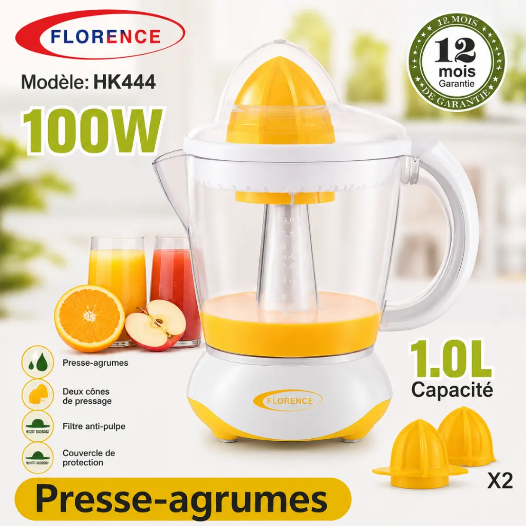 Presse-Agrumes Electrique Florence 1L - 100W- Jaune (1).webp