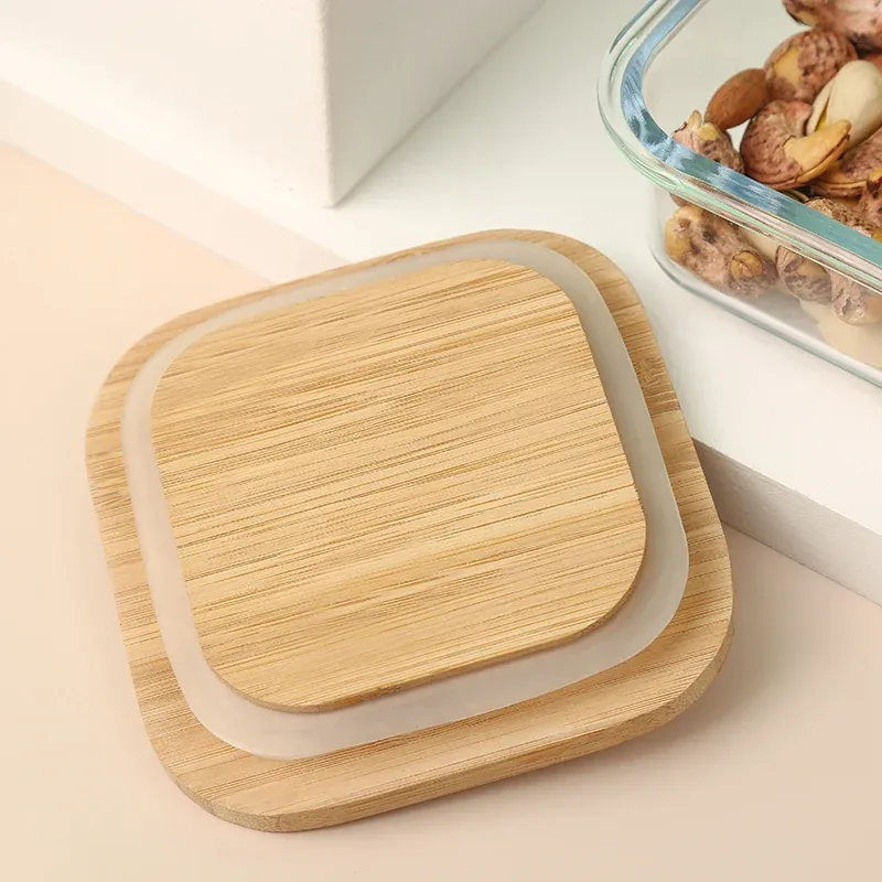 Ensemble de 3 Boîtes Frigoverre carré 4 Couvercle Bois Bambou.webp