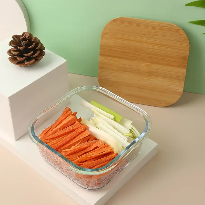 Ensemble de 3 Boîtes Frigoverre carré 2 Couvercle Bois Bambou.webp