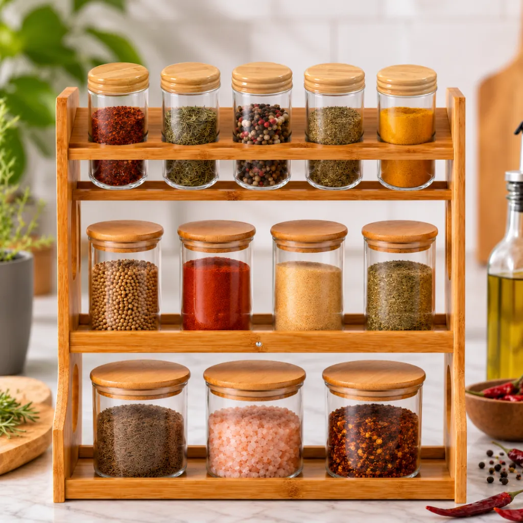 Set Porte Epices En Verre Avec Support En Bois 13 Pièces (8).webp