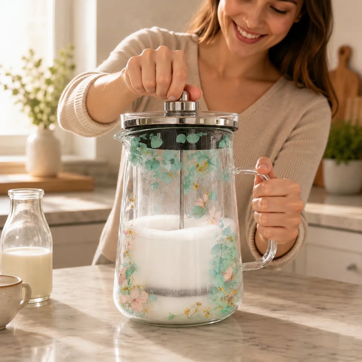 Théière A Piston En Verre Double Paroi 1L.webp