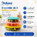 Ensemble de 3 Boîtes Ovales En Verre Avec Avec Couvercles.webp