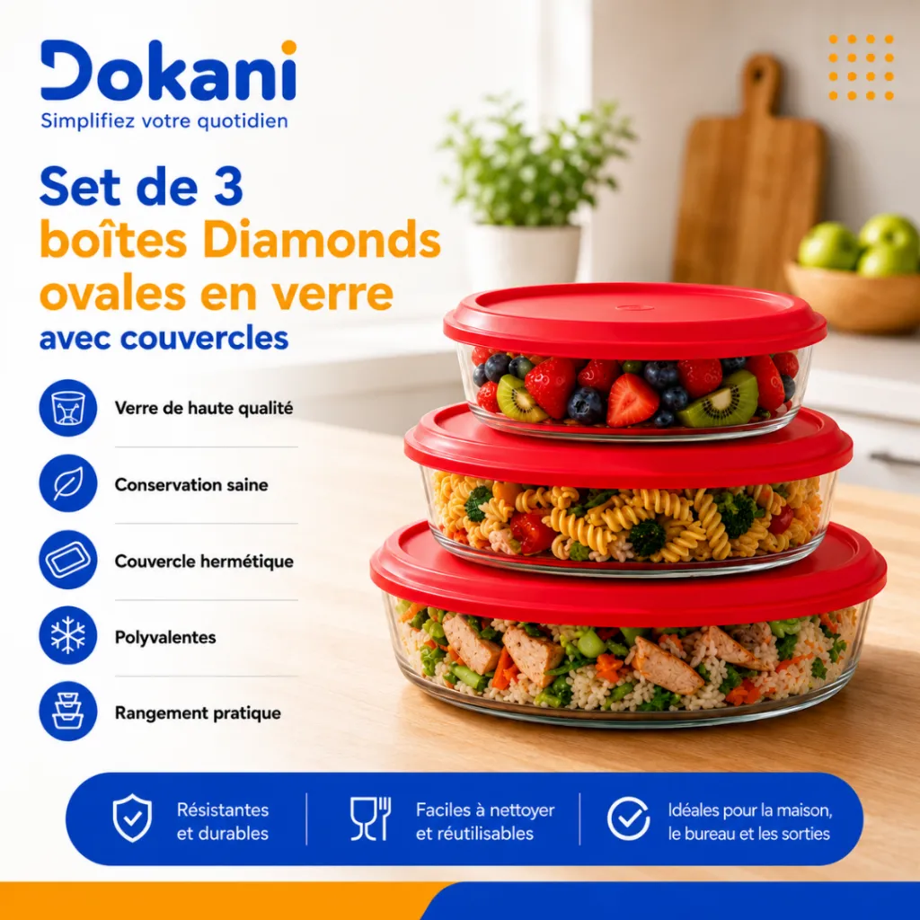 Set De 3 Boîtes Diamonds Ovales En Verre Avec Couvercles.webp