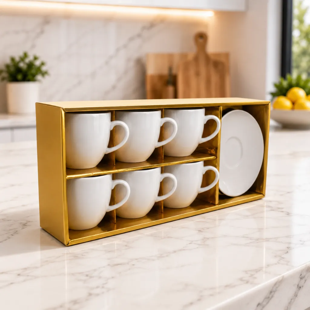 Service De 6 Tasses A Café Avec Sous-Tasses En Céramique – 9 cl- Blanc (1).webp