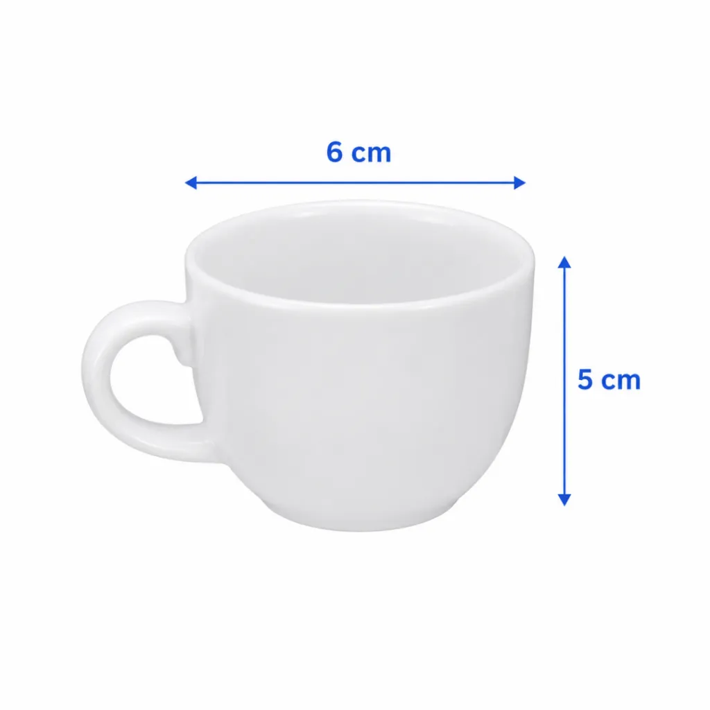 Service De 6 Tasses A Café Avec Sous-Tasses En Céramique – 9 cl- Blanc (4).webp