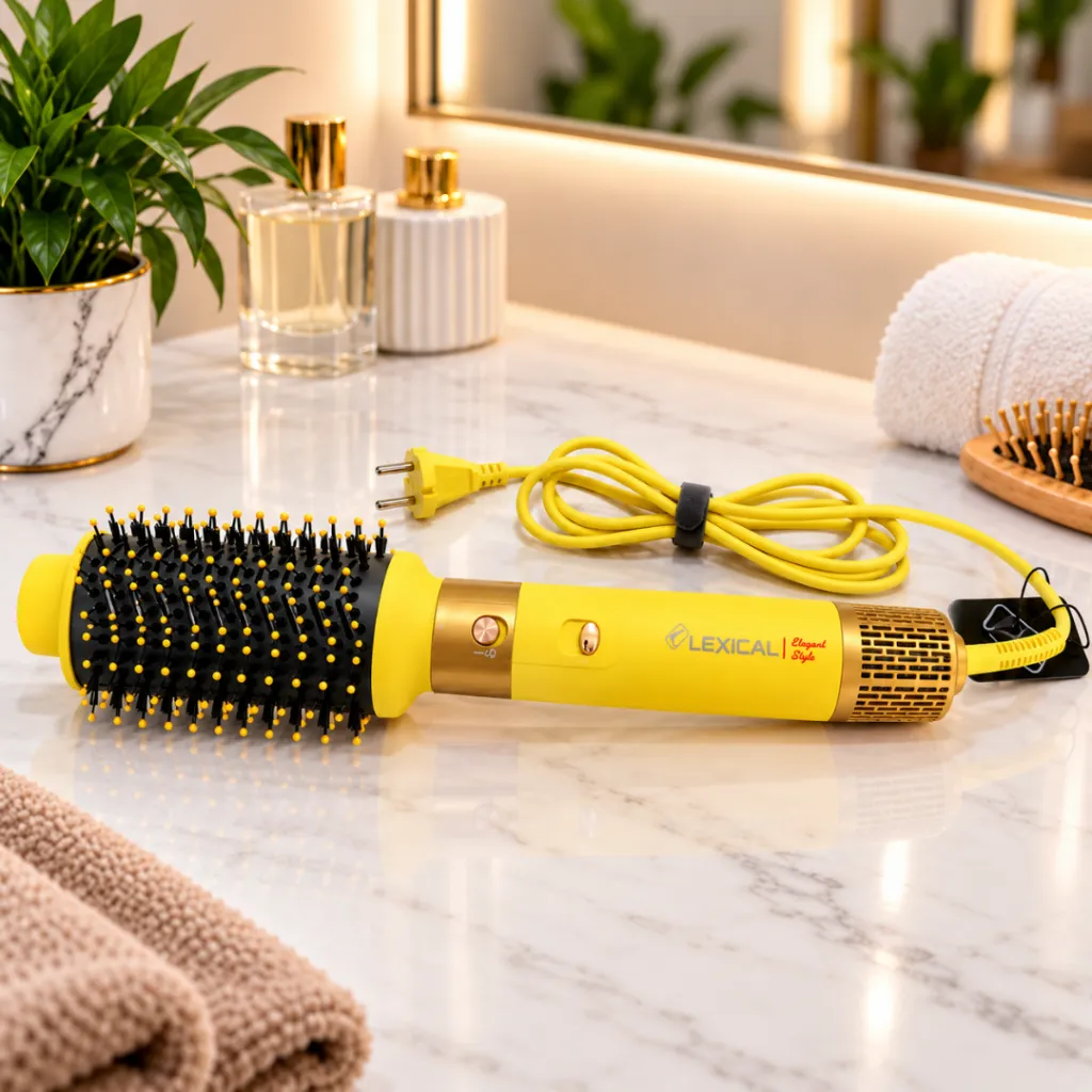 Brosse Coiffante Multifonction Lexical 6 en 1 – 1200 W -32000 RPM - Jaune (5).webp