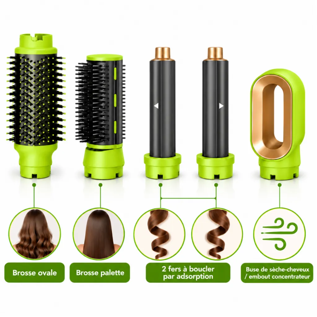 Brosse Coiffante Multifonction Lexical 6 en 1 – 1200 W -32000 RPM - vert (2).webp