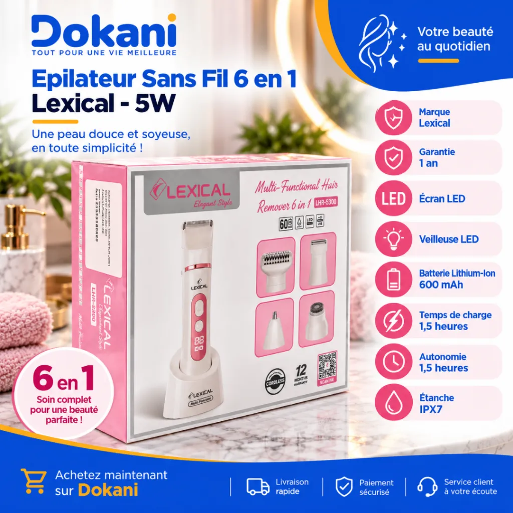 Epilateur Sans Fil 6 en 1 Lexical - 5W (2).webp
