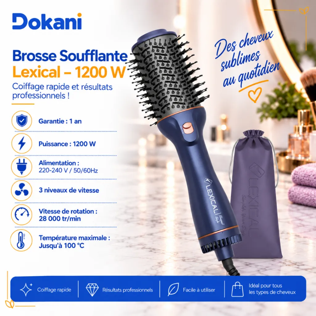 Brosse Soufflante Lexical 1200 W - Bleu (1).webp