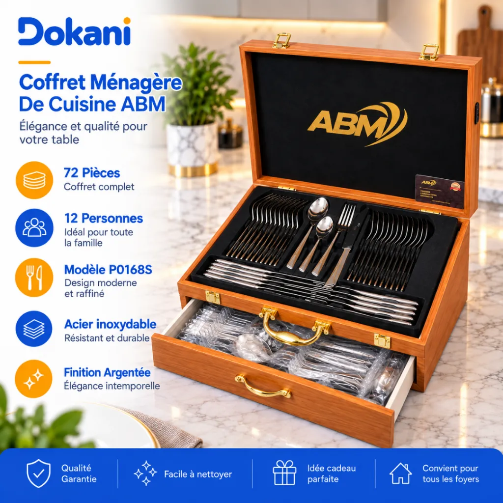 Coffret Ménagère De Cuisine ABM 72 Pièces Argent- P0168S (3).webp