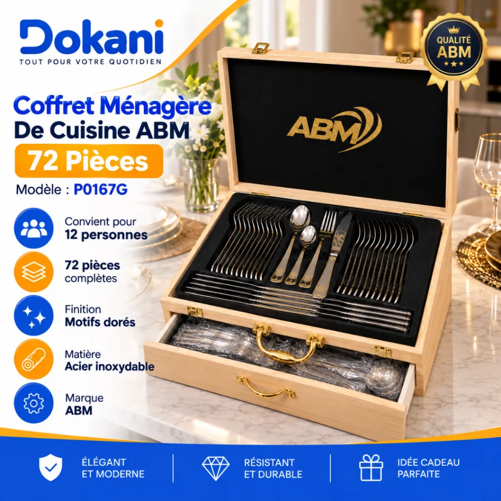 Coffret Ménagère De Cuisine ABM 72 Pièces Doré- P0167G (3).webp