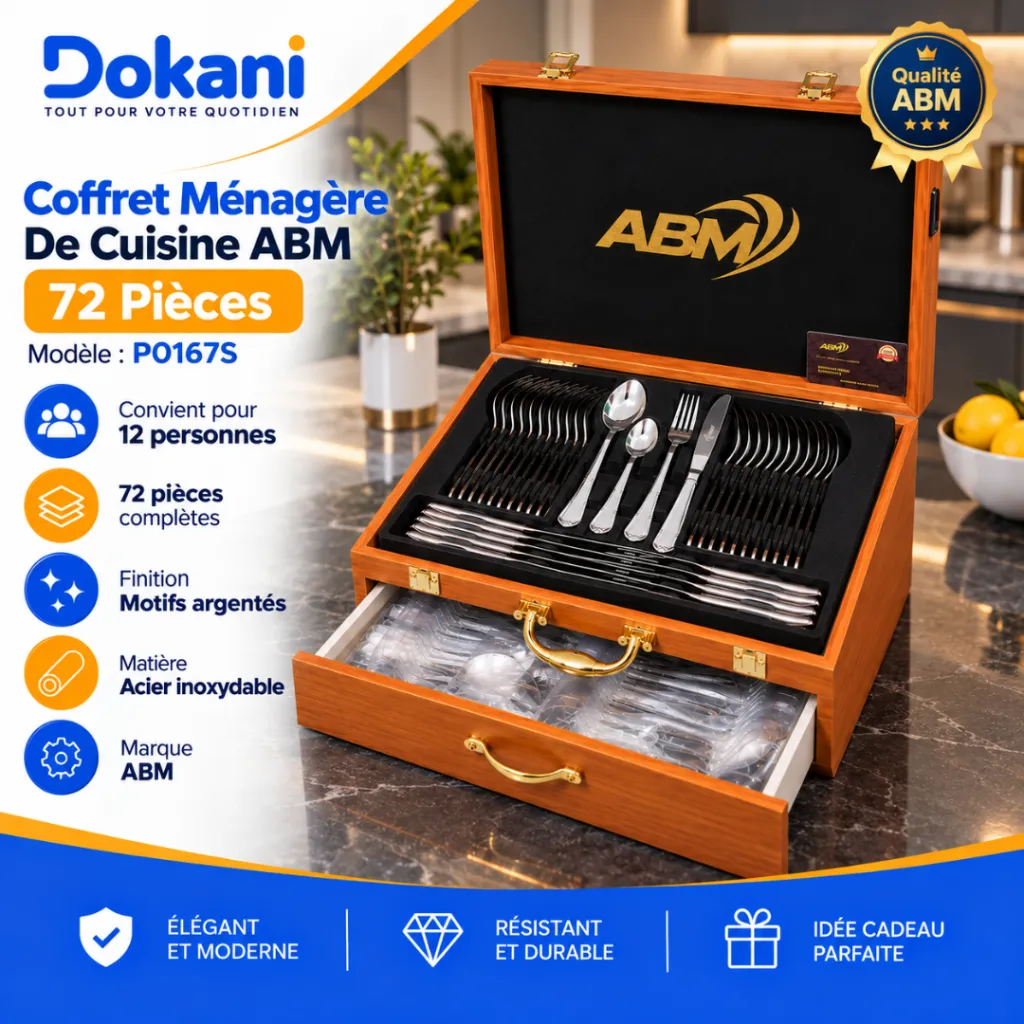 Coffret Ménagère De Cuisine ABM 72 Pièces Argent- P0167S (3).webp