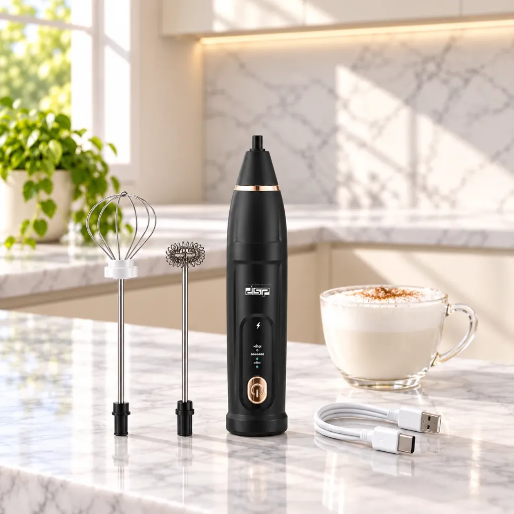 Mousseur à Lait 2 en 1 Rechargeable DSP 4W - Noir1.webp