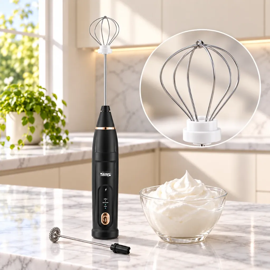 Mousseur à Lait 2 en 1 Rechargeable DSP 4W - Noir2.webp