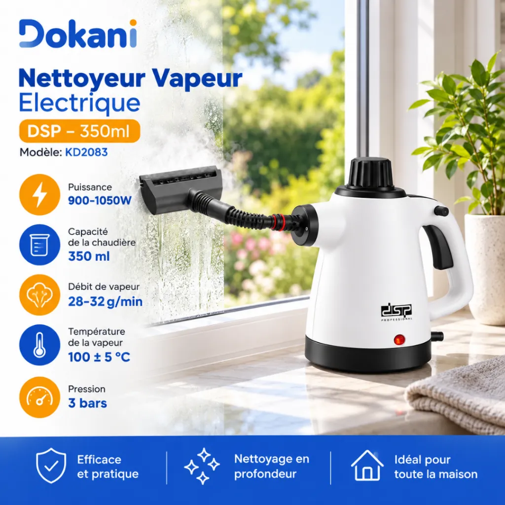 Nettoyeur Vapeur Electrique DSP – 350ml – Blanc (2).webp