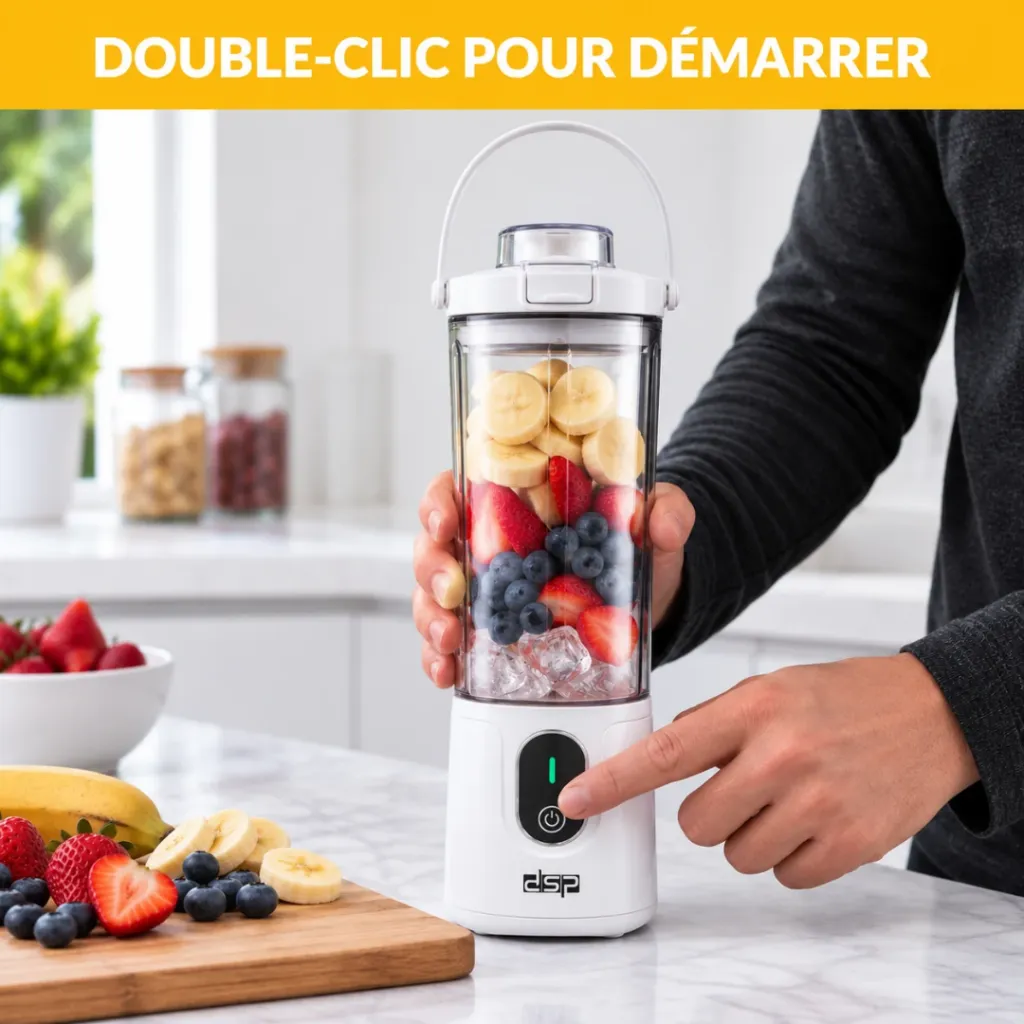 Mini Blender Rechargeable DSP 110W 400ml – Blanc (4).webp