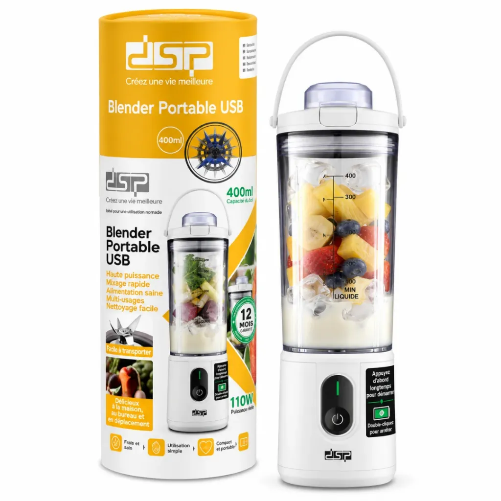 Mini Blender Rechargeable DSP 110W 400ml – Blanc (6).webp