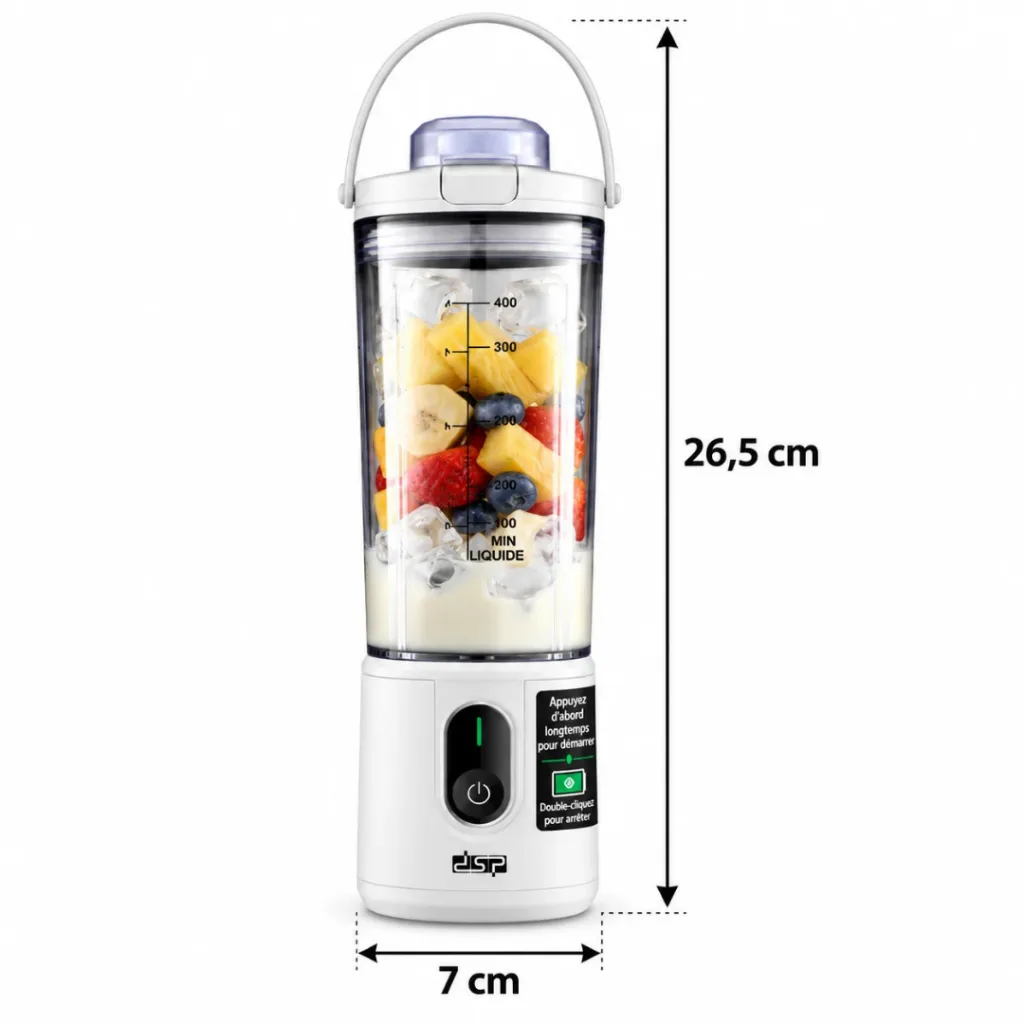 Mini Blender Rechargeable DSP 110W 400ml – Blanc (5).webp