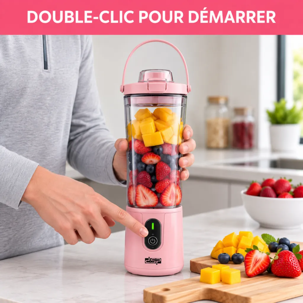 Mini Blender Rechargeable DSP 110W 400ml – Rose (6).webp