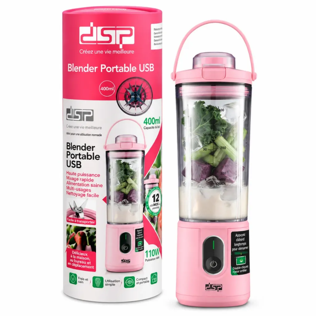Mini Blender Rechargeable DSP 110W 400ml – Rose (8).webp
