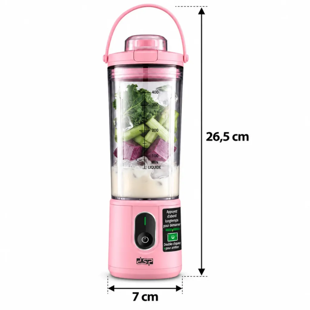 Mini Blender Rechargeable DSP 110W 400ml – Rose (7).webp